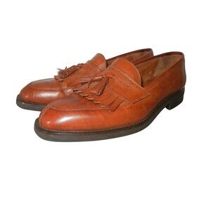 Cole Haan Men's Size 11M  Brown Leather Kiltie Tassle Almond Toe Loafers Shoes